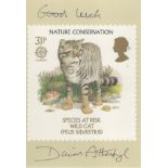 David Attenborough signed 1986 Nature Conservation PHQ 31p Stamp card, inscribed Good Luck.