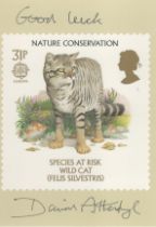 David Attenborough signed 1986 Nature Conservation PHQ 31p Stamp card, inscribed Good Luck.