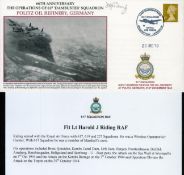 WW2 Flt Lt Harold Riding 617 Dambuster sqn signed Attack on Politz Oil Refinery 1944 RAF cover 2010.