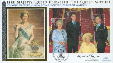 Brig, H W K Pye signed rare Benham official Queen Mother 100th Birthday silk 2000 FDC. He ended