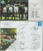 Football Celtic 12 team 2004 Rangers 18th match win multiple signed cover. Celtic won 3-1. 3/1/04