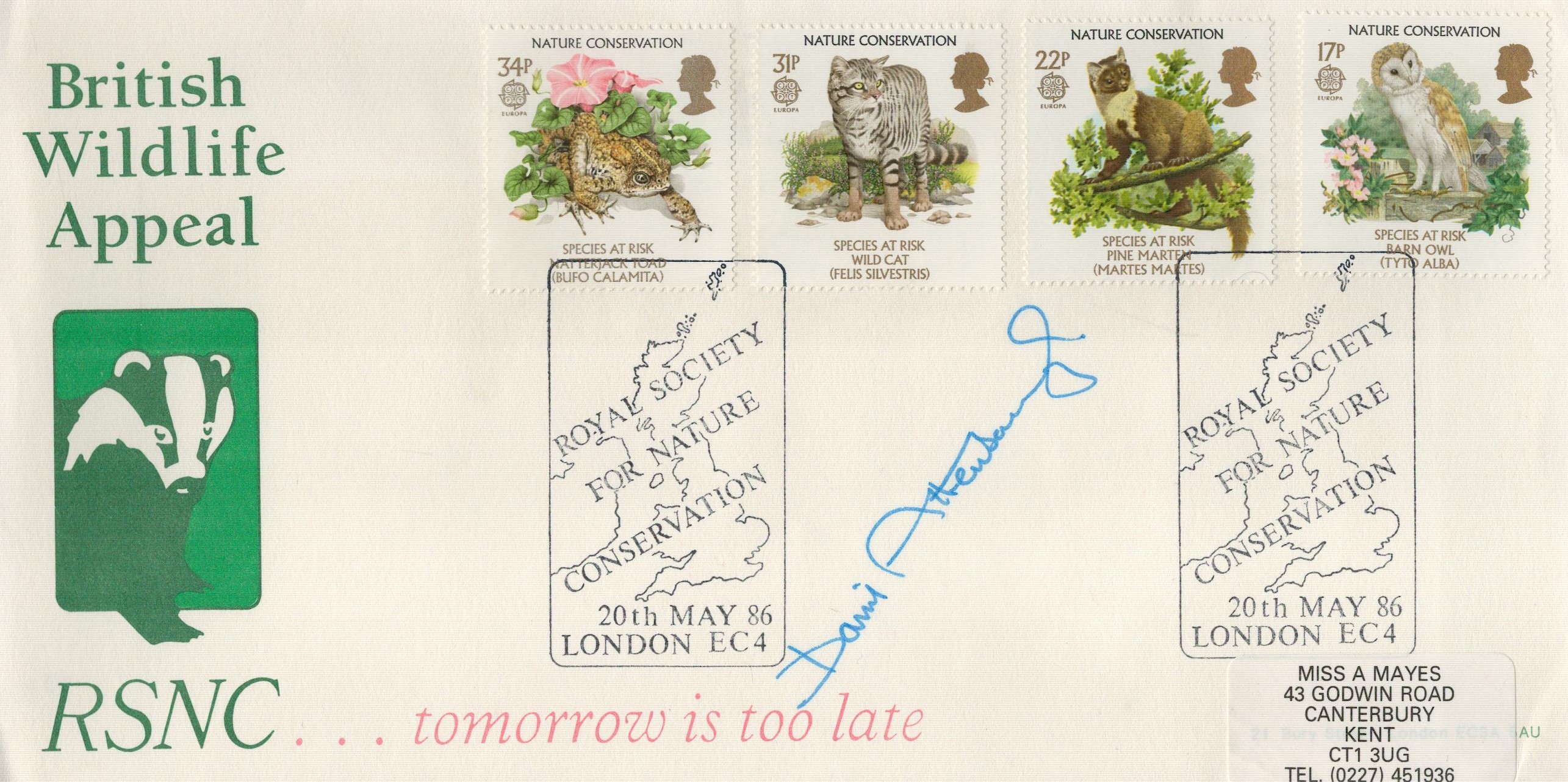 David Attenborough signed rare 1986 Nature Conservation FDC British Wildlife Appeal. Cat £25