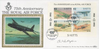 WW2 Battle of Britain ace C Foxley Norris signed lovely silk illustrated 75th ann Benham official