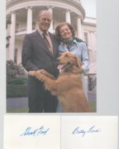US President Gerald Ford and Betty Ford signed cards along with a 10 x 8 inch unsigned colour