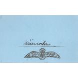 WW2 very rare Battle of Britain pilot Kazimierz Wunsche 303 Sqn signed blue card with RAF logo.