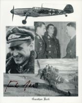 WW2 Luftwaffe fighter ace Gunter Rall KC signed 10 x 8 inch b/w montage photo. During World War II