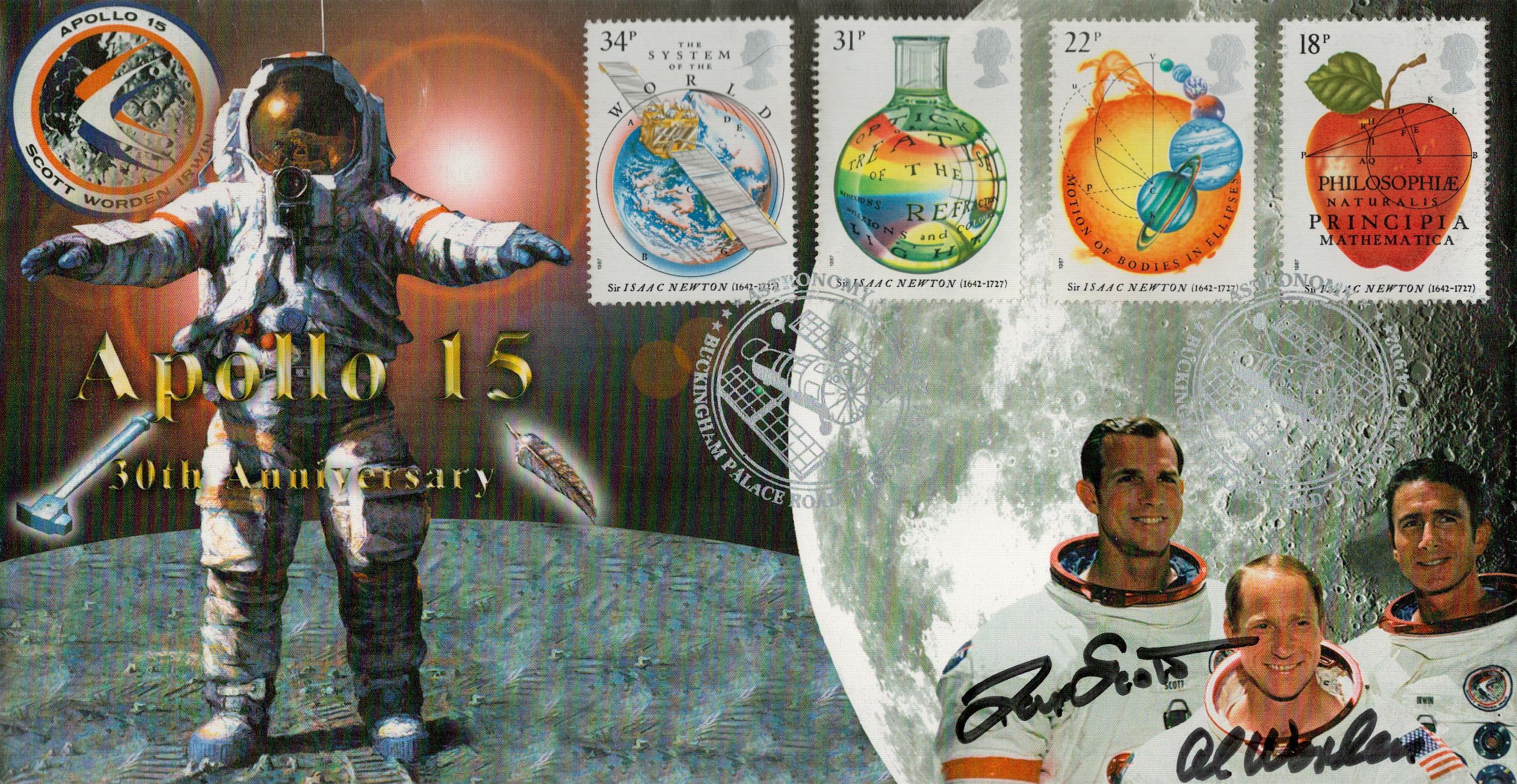 Apollo 15 moonwalker Dave Scott and CMP Alfred Worden signed Space cover NASA Astronauts. 2002