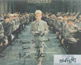 Mark Lester signed 10 x 8 colour photo from Olivier rare with classic movie inscription Please Sir I