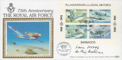 ACM Sir Lewis Hodges DSO DFC signed lovely silk illustrated 75th ann Benham official FDC,