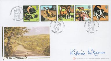 Virginia McKenna signed Internetstamps official 2005 Farm Animals FDC with special postmark. Good