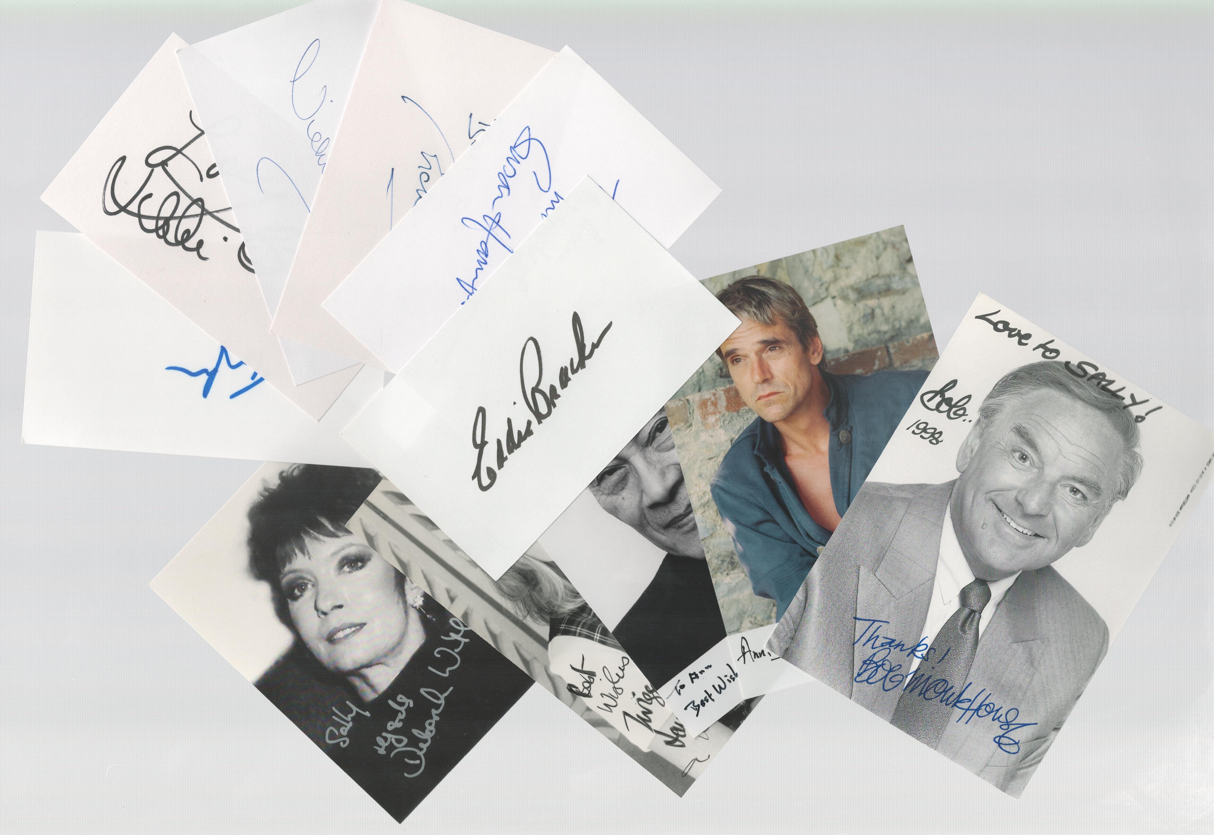 TV Film signed collection of 5 photos and 6 white cards includes autographs of Jeremy Irons, Bert