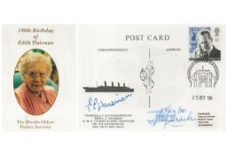 Titanic survivor Edith Haisman signed to reverse of 1996 her 100th Birthday postcard. Good