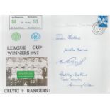 Football Celtic 1957 players multiple signed 7-1 win over Rangers 2002 cover. Autographed by Sean