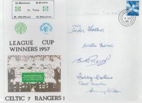 Football Celtic 1957 players multiple signed 7-1 win over Rangers 2002 cover. Autographed by Sean