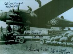 WW2 multiple signed 8 x 6 inch Lancaster bombing up photo. Signed by Flt Lt Boris Bressloff DFC