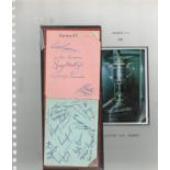 Football Hearts 1956 Scottish Cup winners 17 autographs in autograph album. Includes Tommy Walker,