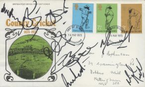 Nottingham Cricket 8 players signed 1973 County Cricket FDC. Includes Broad, Newell, Patel,