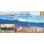 Concorde Capt Hutchinson signed 2005 ann of the First Flight London - Colorado Springs, scarce