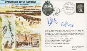 WW2 Treble signed 50th ann Evacuation from Dunkirk cover JS50/40/4. Flown by Sea King and signed