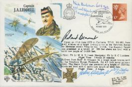 WW2 Battle of Britain fighter aces treble signed Capt Liddell VC Historic aviators cover. Signed