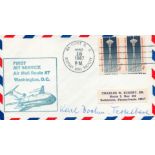 WW2 Luftwaffe ace Karl Boem Tettlebach KC RARE signed 1967 US First Flight FDC. He served in