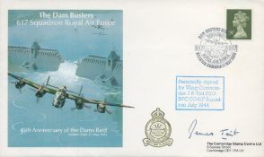 WW2 Tirpitz raider Grp Capt James Tait DSO DFC signed 45th ann Dambuster Raid 617 sqn cover.