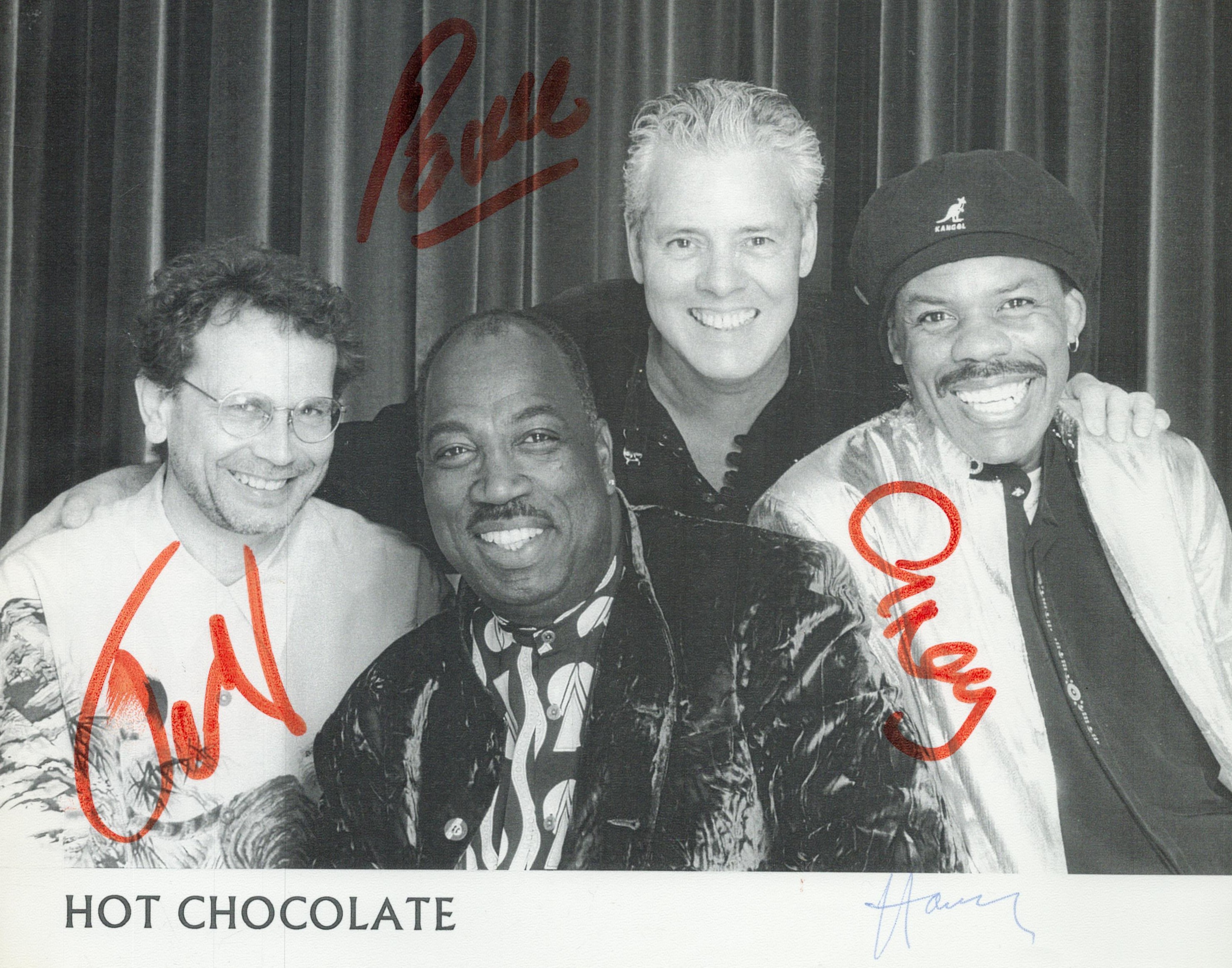 Patrick Olive, Harvey Hinsley, Greg Bannis and Tony Connor signed 10x8 inch black and white-Hot