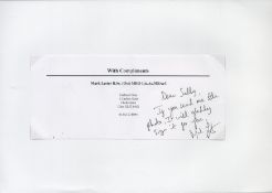 Mark Lester signed compliments slip 8.5x3.5 inch approx. dedicated. Good condition. All autographs