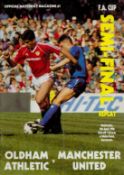 Football Manchester United v Oldham Athletic vintage programme FA cup semifinal 11th April 1990