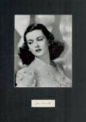Joan Bennett signature piece 16x12 inch in total mounted black and white photo and signature card.