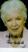 June Whitfield signed 6x4inch colour photo. Dedicated. Good condition. All autographs come with a