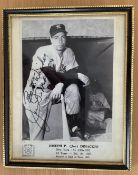 Joe DiMaggio signed 10x8 inch black and white framed and mounted vintage photo. Good condition.