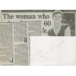 Patricia Hayes signed 6.5x4 inch approx. white index card accompanied with newspaper clippings. Good