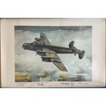 WWII 63cm x44cm Handley Page Halifax 138 Special duties squadron by S.T Glead multi signed print