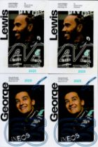 Mercedes 2023 Formula One collection 4, printed signature 6x4 promo photos two by Lewis Hamilton and