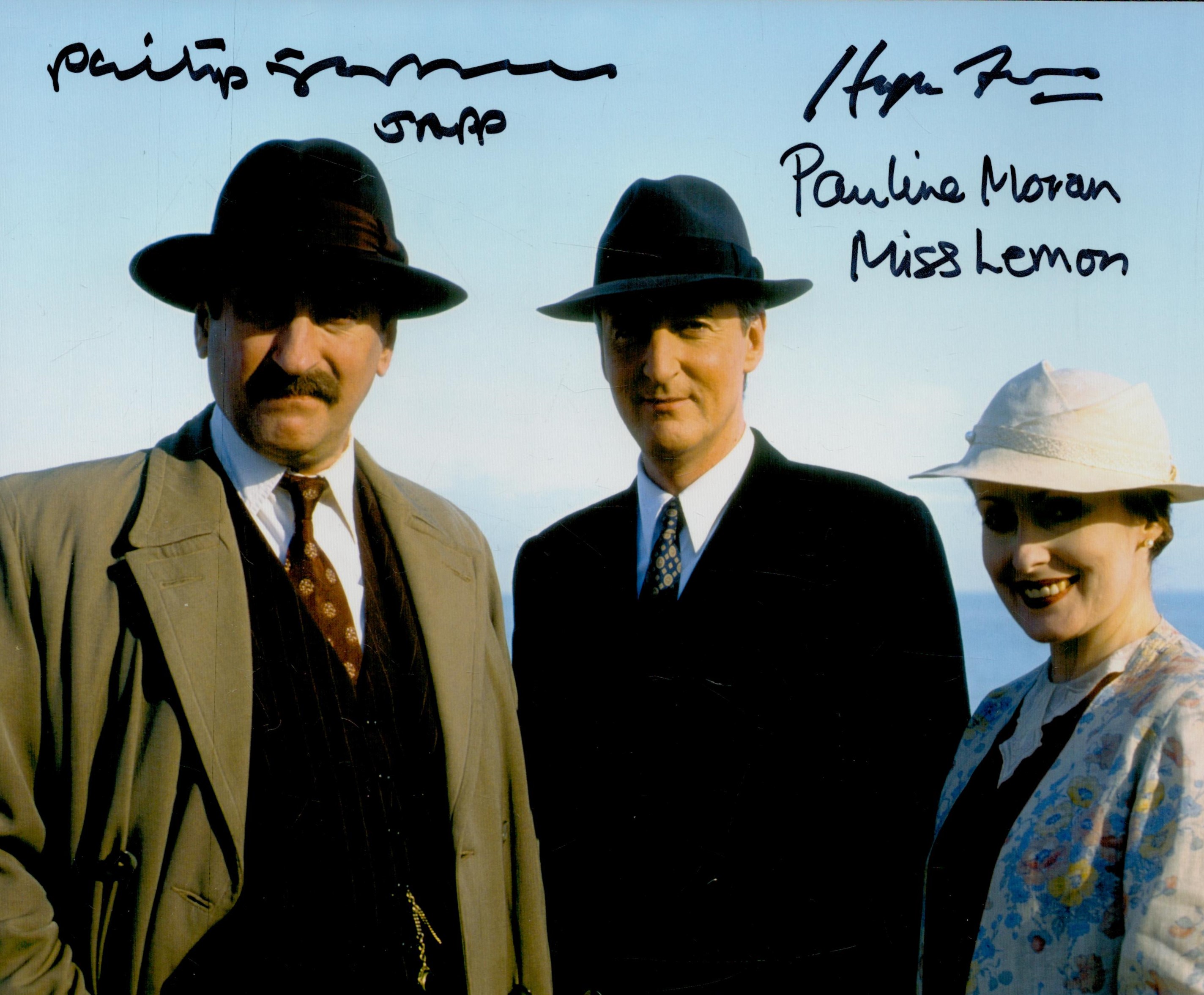 Poirot - TV detective drama series 8x10 photo signed by all three main cast members, Hugh Fraser (