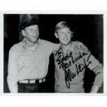 John Leyton signed 10x8 inch black and white photo pictured with Frank Sinatra. Dedicated. Good