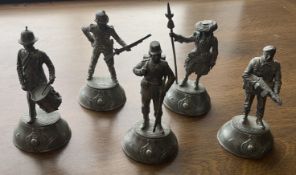 Chas C Stadden Royal Marines Figurines Collection of five Pewter Figures, approx size 4.5 - 5 inches