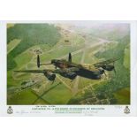 Lancaster, VN -B for Baker. 50 squadron print by Reg Payne. Signed by 3 Mcdonald, Mcrae and Johnson.