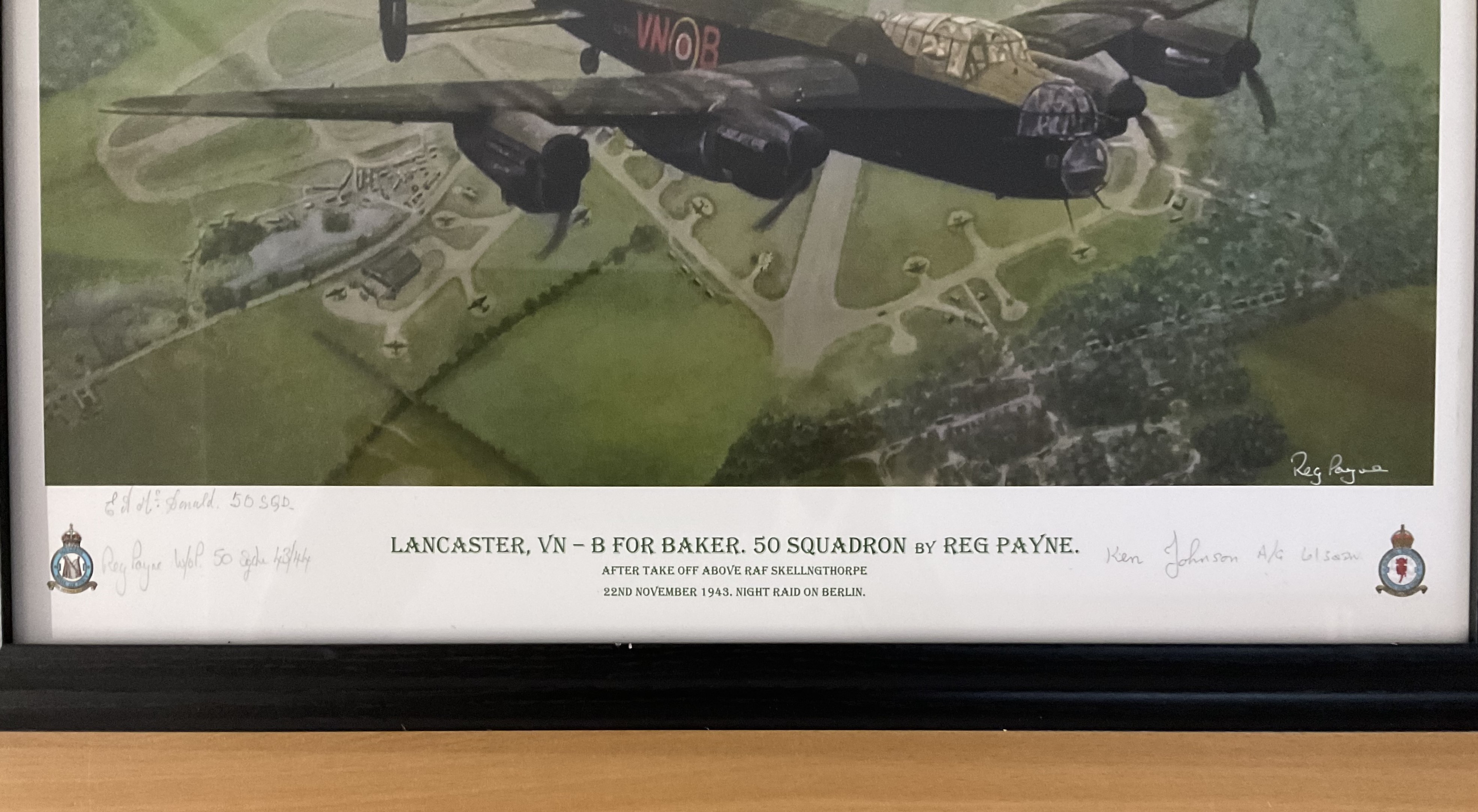 Lancaster V-N B For Baker. 50 Squadron (After take-off above RAF Skellngthorpe 22nd November 1943. - Image 2 of 2