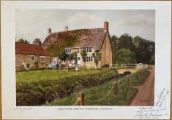 Duke's Arms, Grafton Underwood By Reg Payne, Limited Edition Colour Print, Signed by 4 including