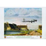 B 17 Bomber of the 384th USAAF by Reg Payne print. Signed by Teddy Kirkpatrick and Clarence Kooi.