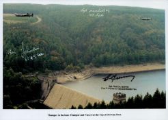 Thumper in the Lead, Thumper and Vera over the Top of Derwent Dam, Colour Photo Signed by 3