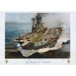 H.M.S. Ark Royal print by Reg Payne signed by Johnson and Mcdonald. Numbered 9 of 30. Reg Payne