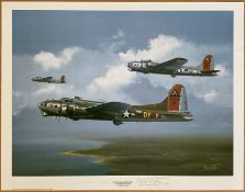 B17G Flying Fortress 'Little Miss Mischief' By Barry Price Large Colour Print, Signed by Teddy