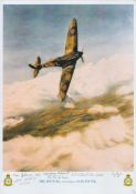 The Spitfire (our angel) print by Reg Payne. Signed by 4 including Johnson, Donald, Parkin and 1