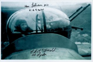 A Close-up of a Maned Gun Turret, Black and White Photo Signed by E A McDonald, Ken Johnson,