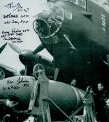 Bombing Up Lancaster, Black and White Photo Signed by 4 including Ken Harder, Ernie Patterson,