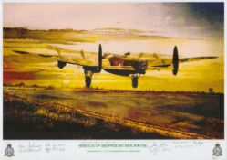 Wheels up skipper print by Reg Payne signed by 5 including Johnson, Donald, Mcrae, Tait, Marlow.