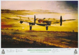 Wheels up skipper print by Reg Payne signed by 5 including Johnson, Donald, Mcrae, Tait, Marlow.